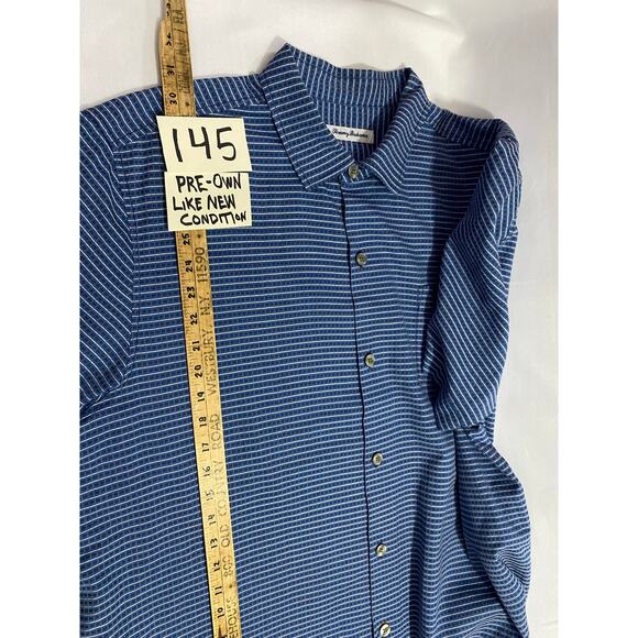 Tommy Bahama Button-Up Shirt Blue Short Sleeve – Size XL – Silk Cotton Blend - Picture 7 of 8